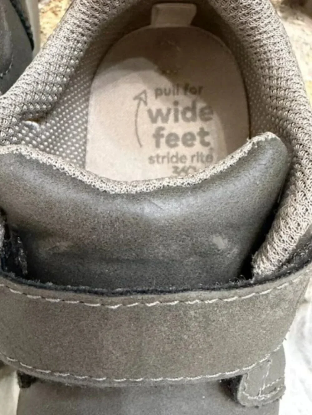 Stride Rite 360 Gray Wide Fit Toddler Shoes Hook and Loop Sneakers